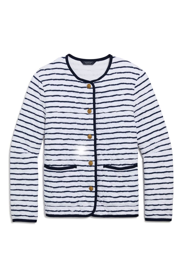 Stripe Quilted Jacket, Alternate, color, STRIPE NAUTICAL NAVY