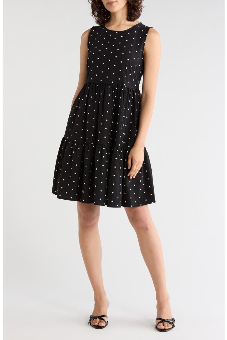 Commuter Sleeveless Swing Minidress, Main, color, BLACK/ IVORY