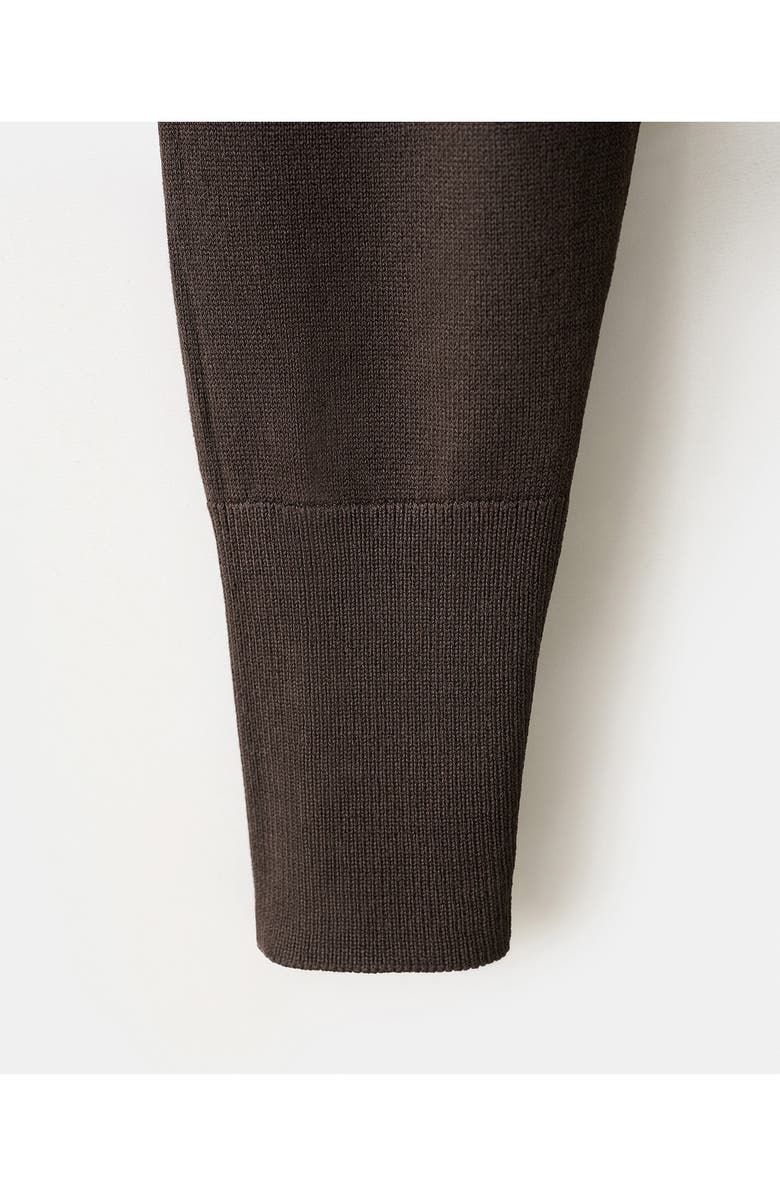 MANGO Fine Knit Blouson Sweater Dress, Alternate, color, Chocolate