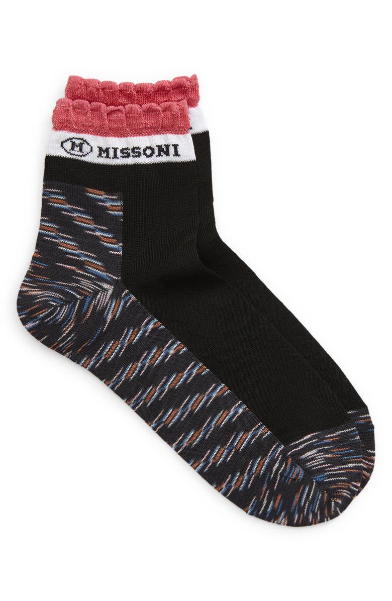 Missoni Scalloped Logo Ankle Socks, Main, color,