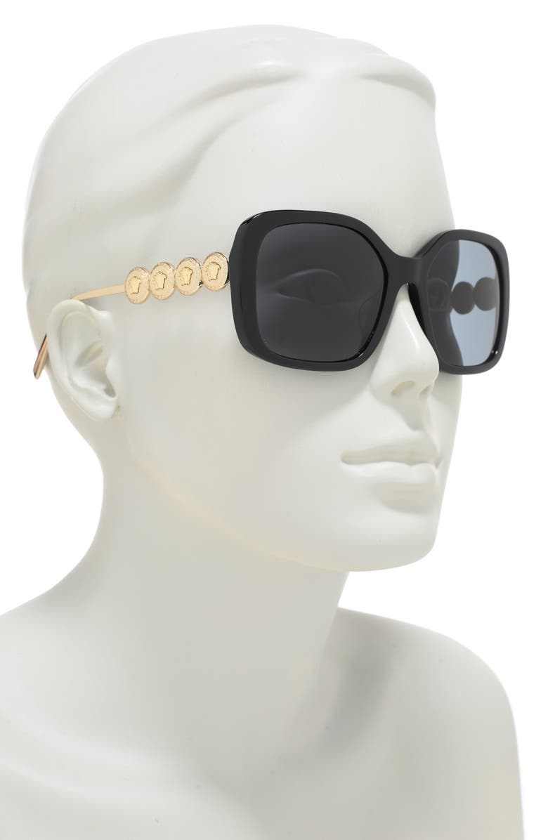 Versace 53mm Oversized Sunglasses, Alternate, color, Black