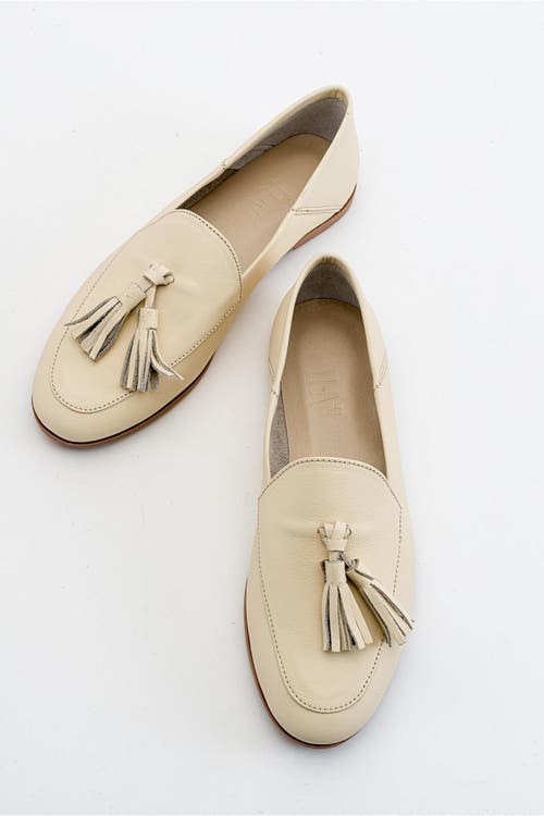 Forever & Always Shoes Mona Soft Leather Tassel Loafer In Light Beige Leather