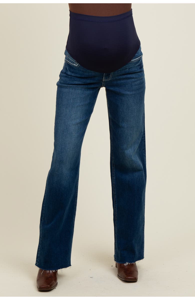 PinkBlush Raw Hem Slim Wide Leg Maternity Jeans, Alternate, color,