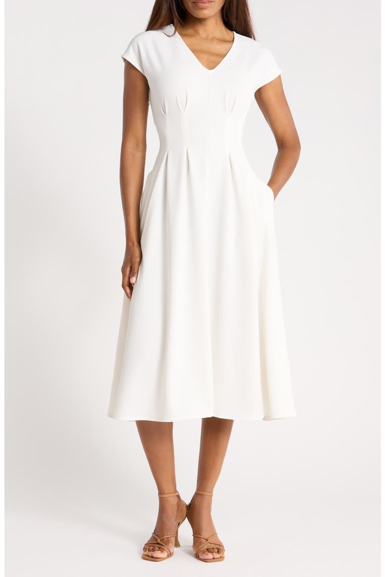 Pleated Waist A-Line Dress, Main, color, IVORY TOFU