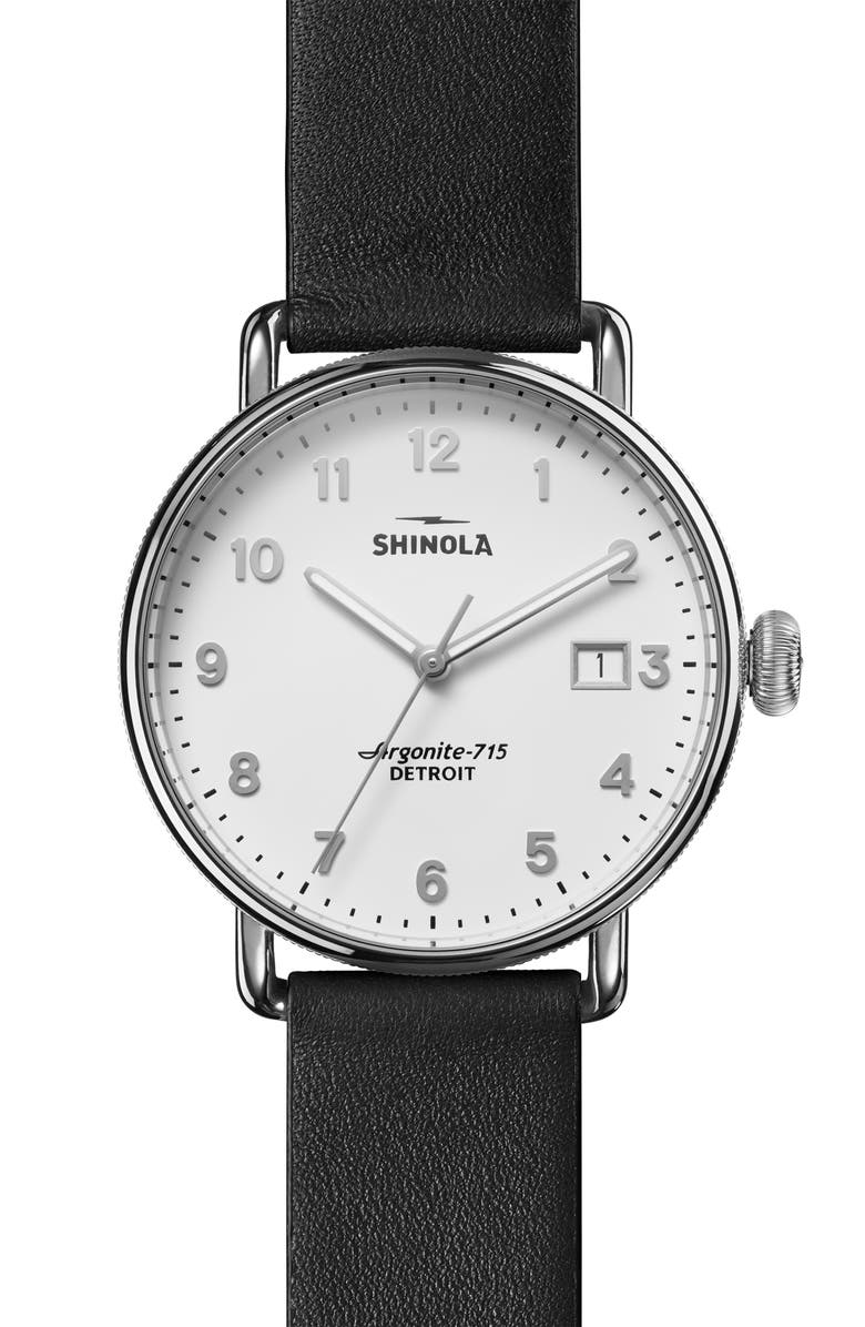 Shinola The Canfield Leather Strap Watch, 38mm, Main, color,