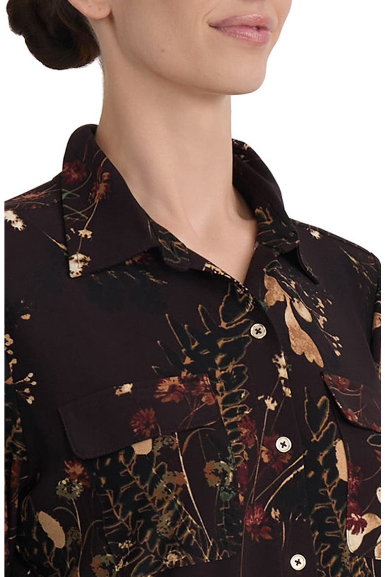 Printed Long Sleeve Button Front Shirt, Alternate, color, COFFEE BEAN MULTI