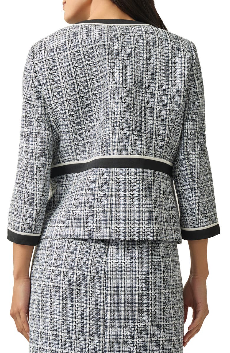 KASPER Solid Trim Tweed Cardigan, Alternate, color, 