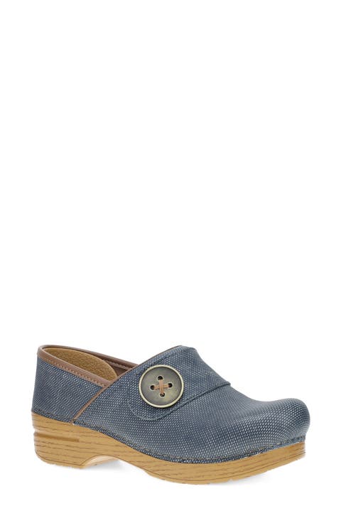 Professional Button Leather Clog