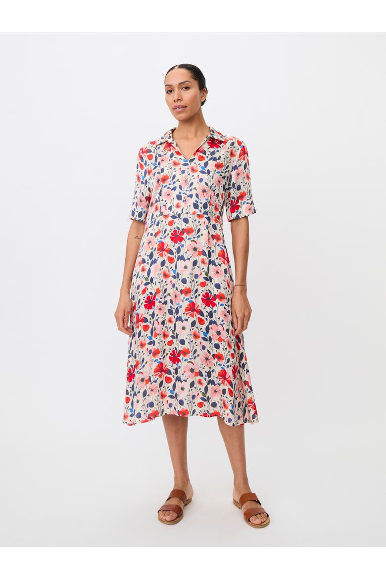 Collared Midi Shirt Dress, Main, color, Poinsettia