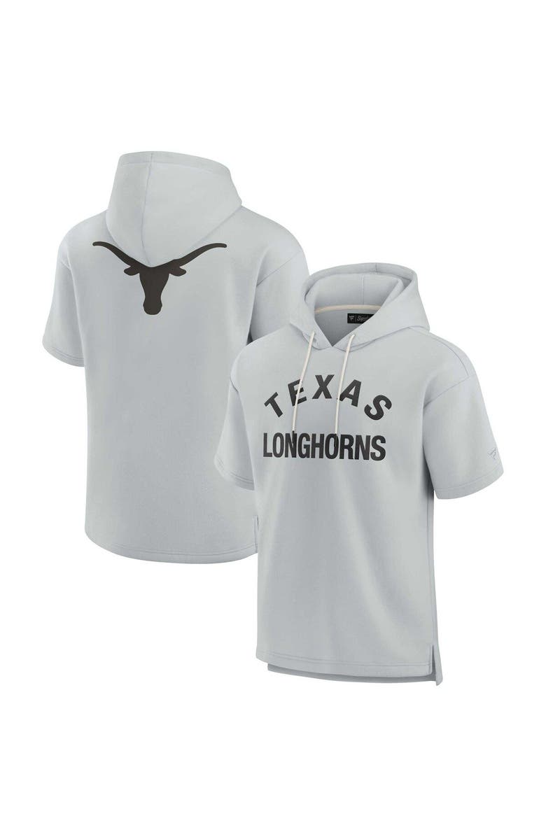 Fanatics Signature Unisex Fanatics Gray Texas Longhorns Elements Super Soft Fleece Short Sleeve Pullover Hoodie, Main, color,