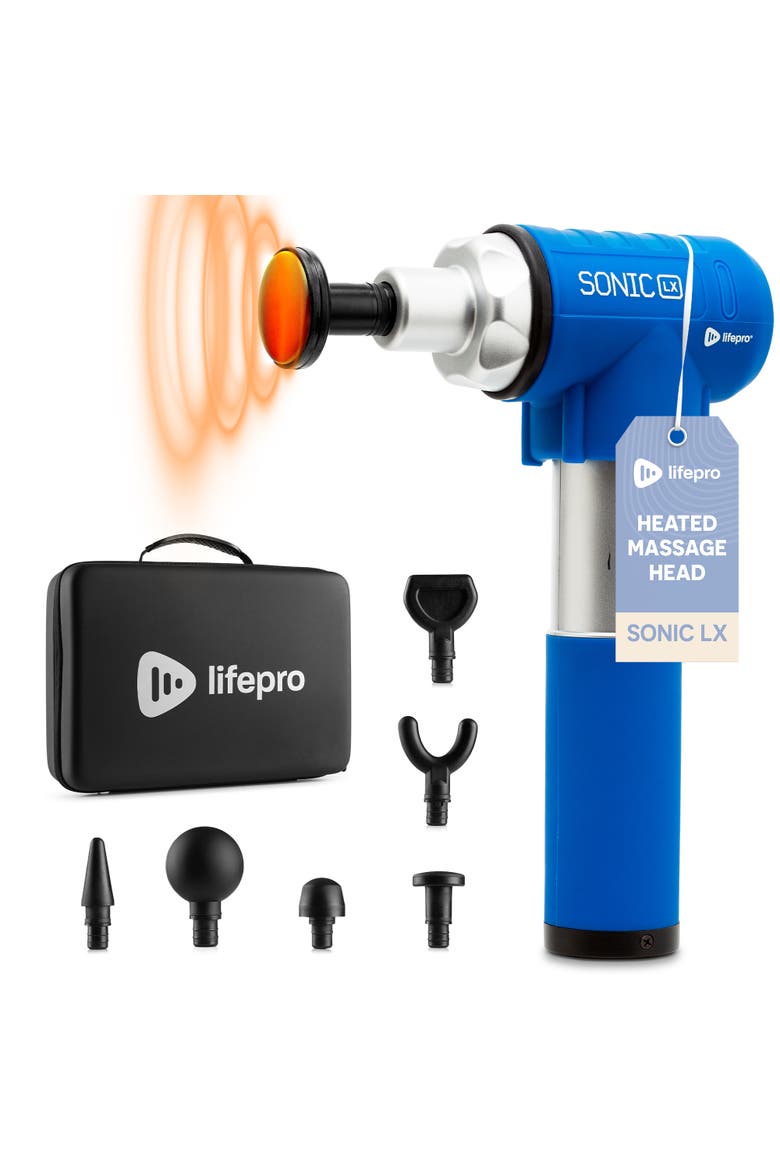 Sonic LX Heated Deep Tissue Massage Gun Portable Handheld Percussion Massager, Main, color, Blue