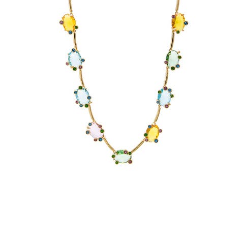 Multi Color Oval Wire Tennis Necklace