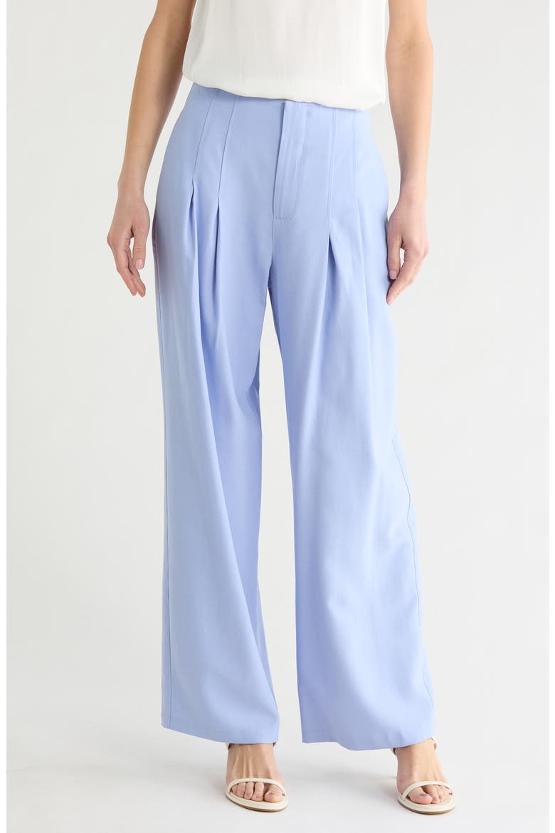 High Rise Pleated Wide Leg Pants, Main, color, BLUE
