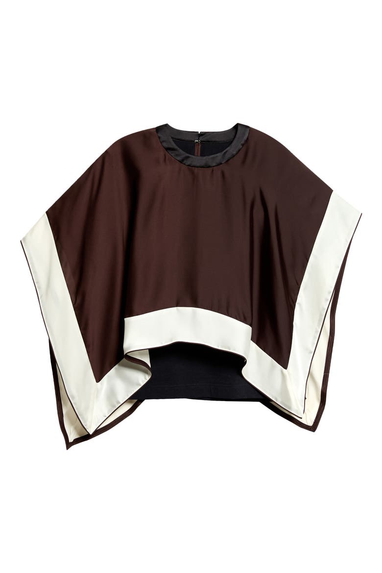 Satin x Cotton Jersey T-Shirt, Main, color, BROWN/ NAVY