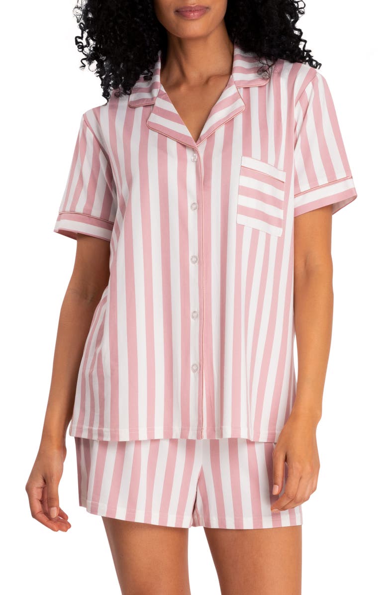 Nicole Miller Notched Collar Shorts Pajama, Main, color, 