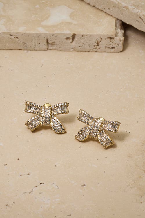 Untamed Petals Alicia Crystal Bow Studs In Gold