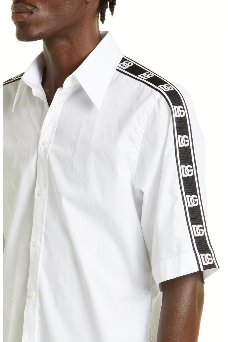 Men's Martini Fit Logo Tape Short Sleeve Button-Up Shirt, Alternate, color, OPTICAL WHITE