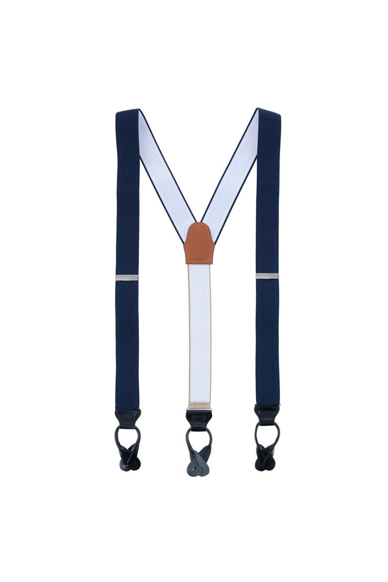 Big & Tall Classic Stretch Button End Suspenders, Alternate, color, Navy