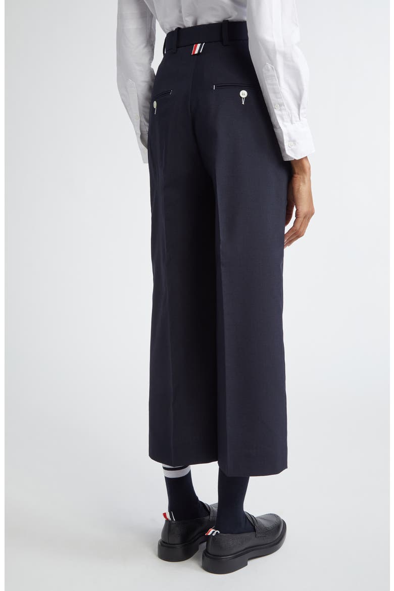 School Uniform Pleated High Waist Crop Pants, Alternate, color, NAVY
