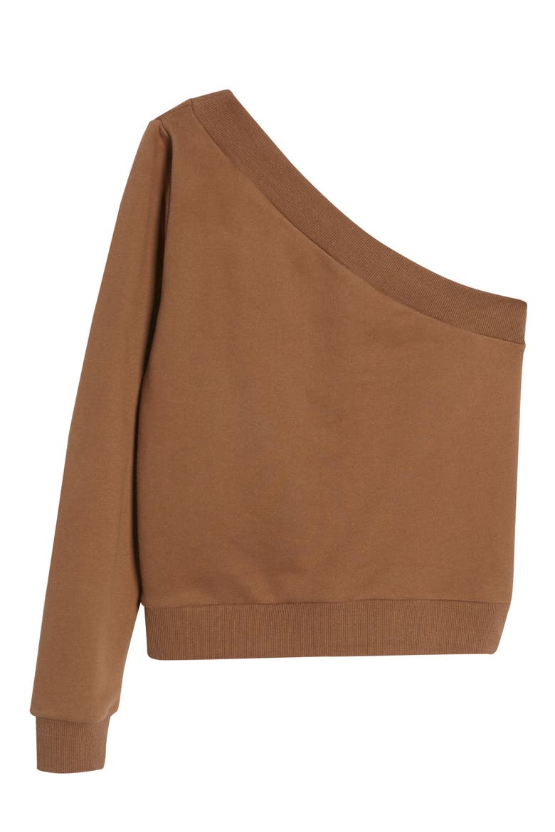 Aadi Fleece One-Shoulder Top, Alternate, color, PECAN