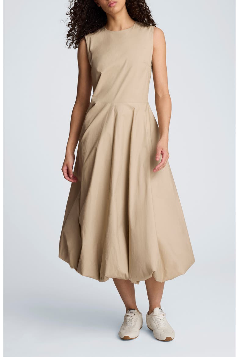 Sleeveless Bubble Hem Midi Dress, Main, color, BURLAP