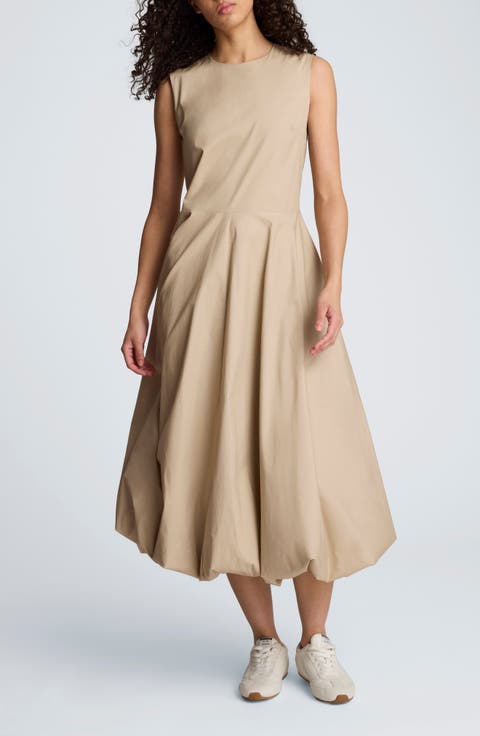 Sleeveless Bubble Hem Midi Dress