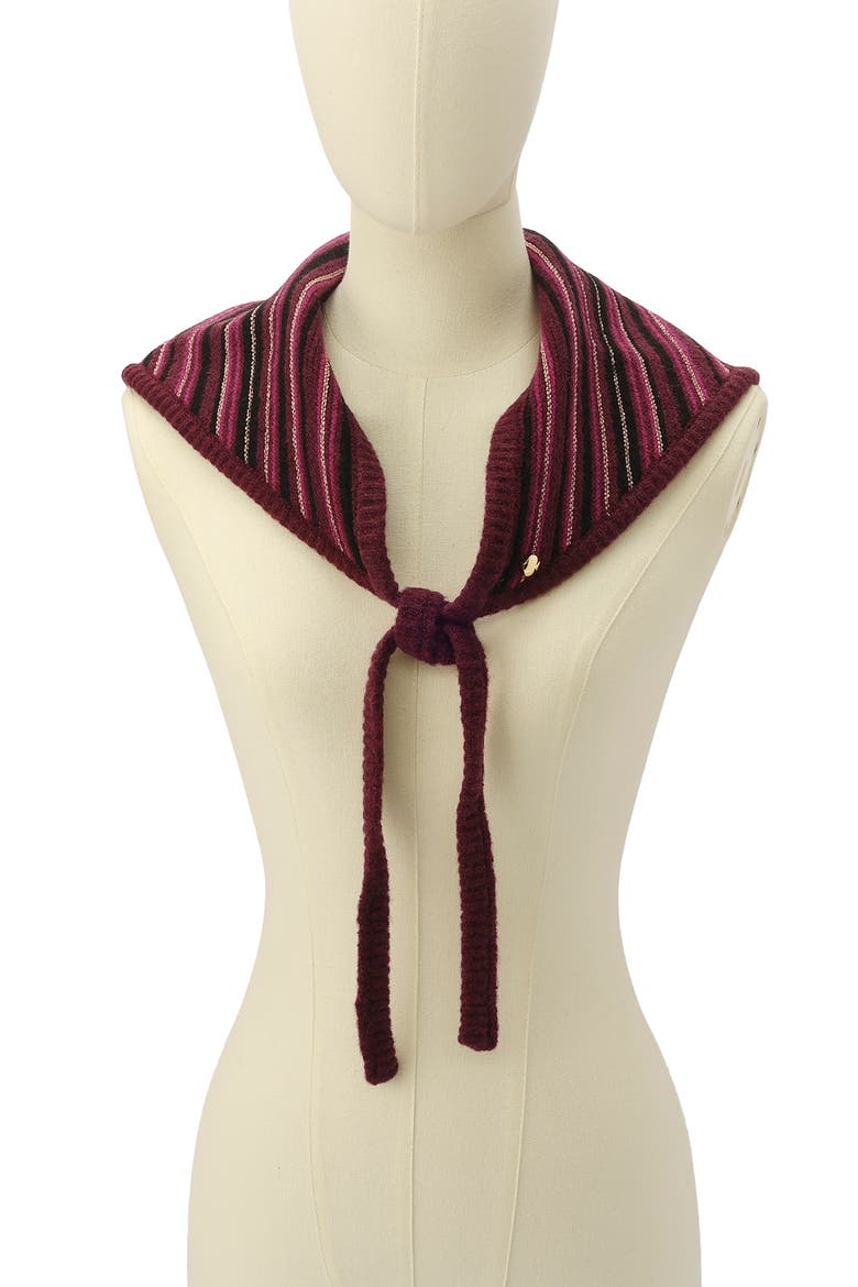 Garter Stripe Knit Triangle Scarf, Alternate, color, MIDNIGHT WINE MULTI