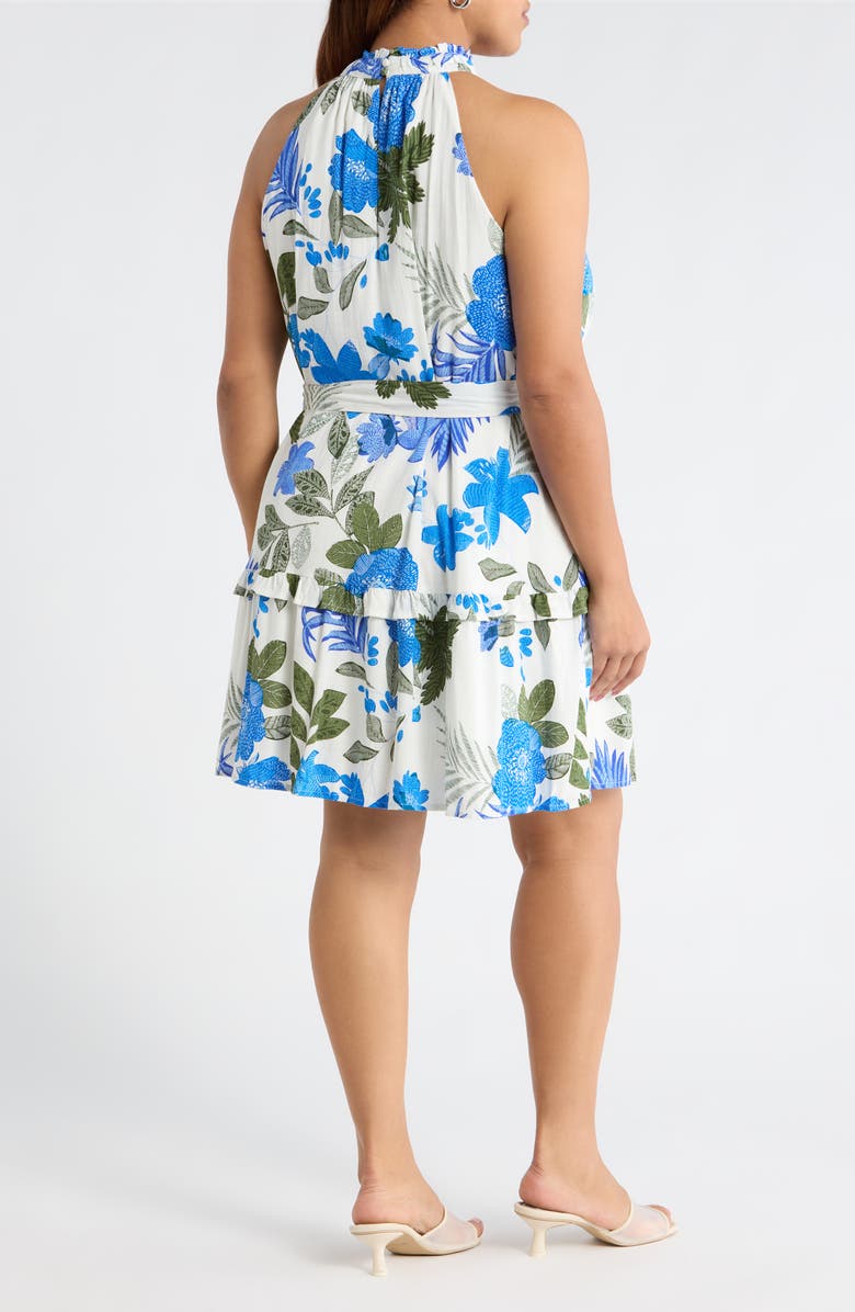 SUGARLIPS Zurie Siana Floral Halter Dress, Alternate, color, White/ Blue/ Green