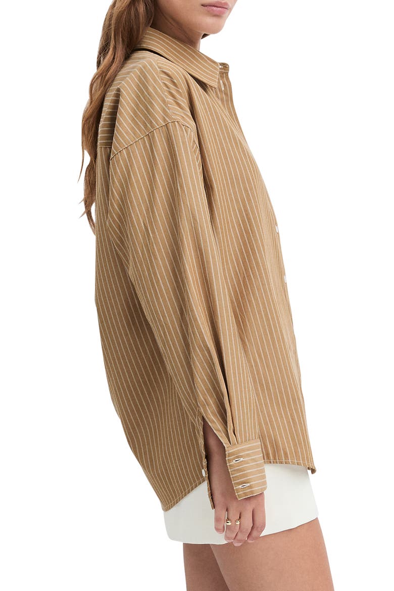 Ex-Boyfriend Oversize Button-Up Shirt, Alternate, color, OATMEAL STRIPE