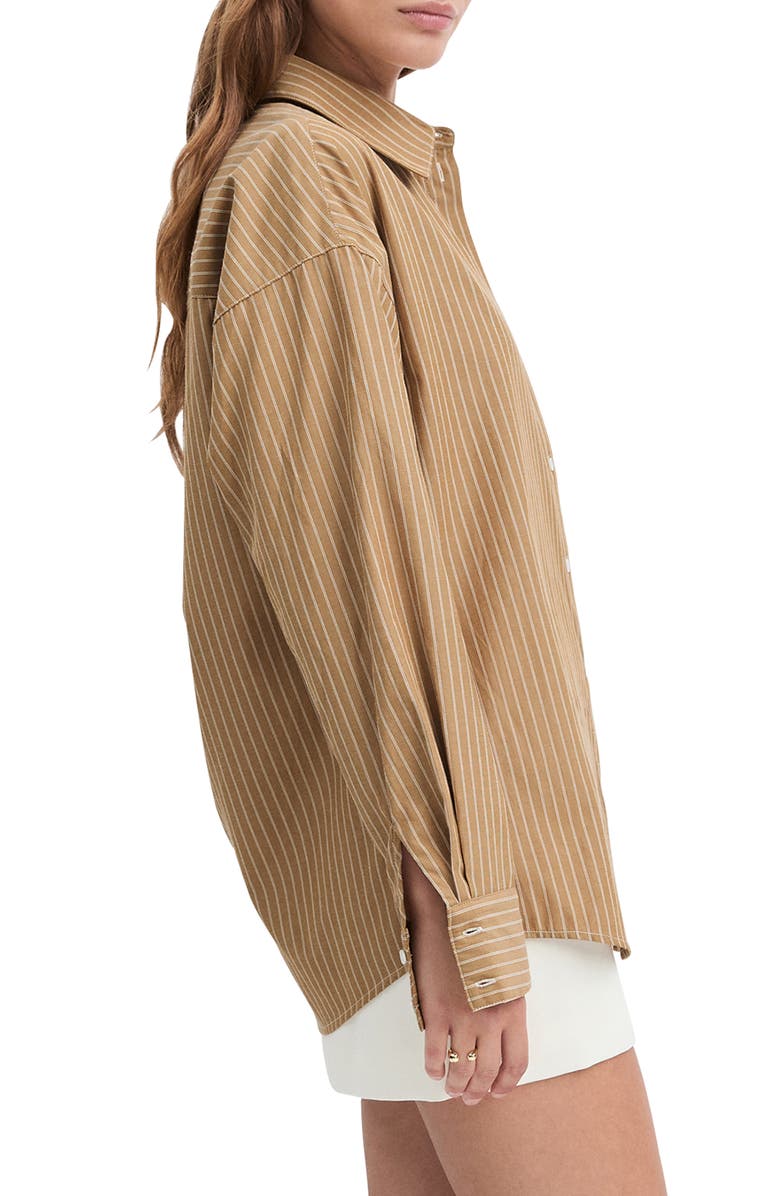 Favorite Daughter Ex-Boyfriend Oversize Button-Up Shirt, Alternate, color, Oatmeal Stripe