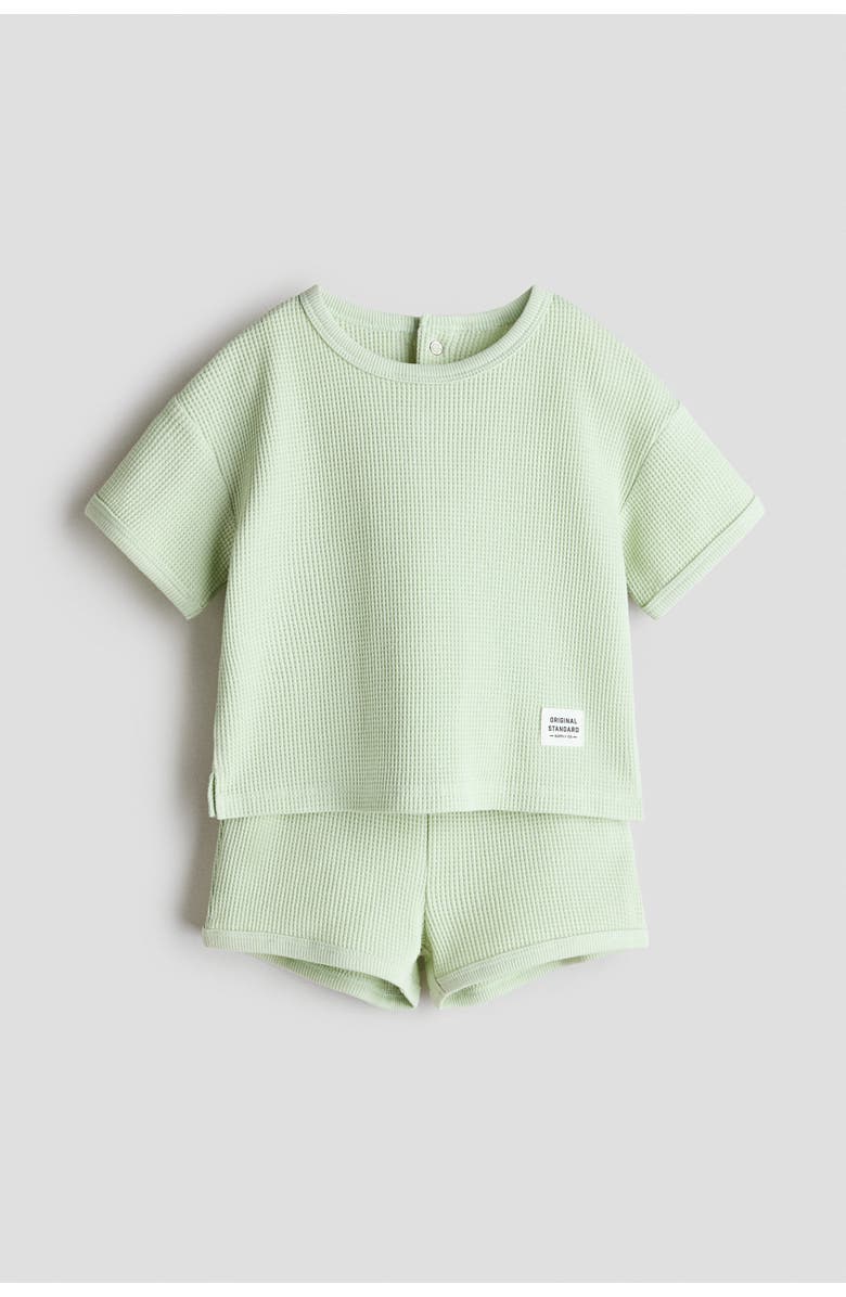 H&M 2-piece waffled cotton set, Main, color, Light Green