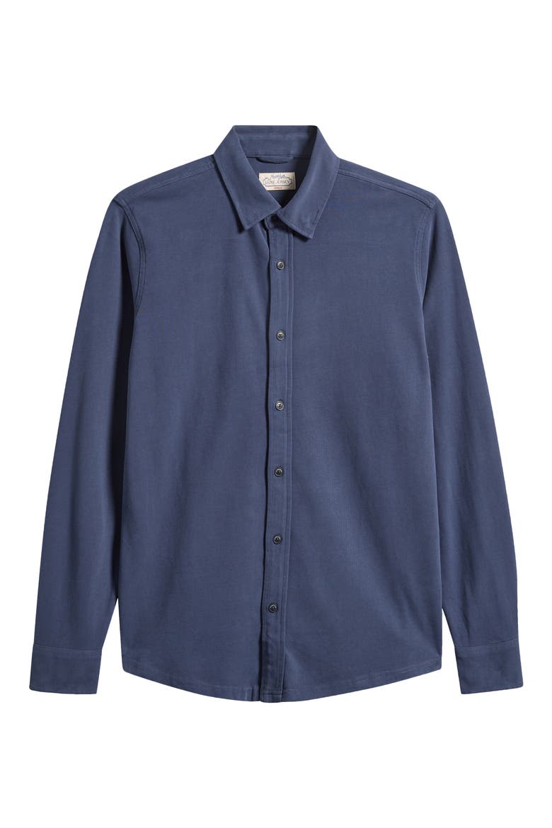 Luxe Long Sleeve Cotton Jersey Shirt, Alternate, color, NAVY