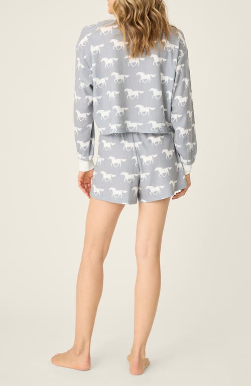 Pj Salvage Print Waffle Knit Short Pajamas In Gray