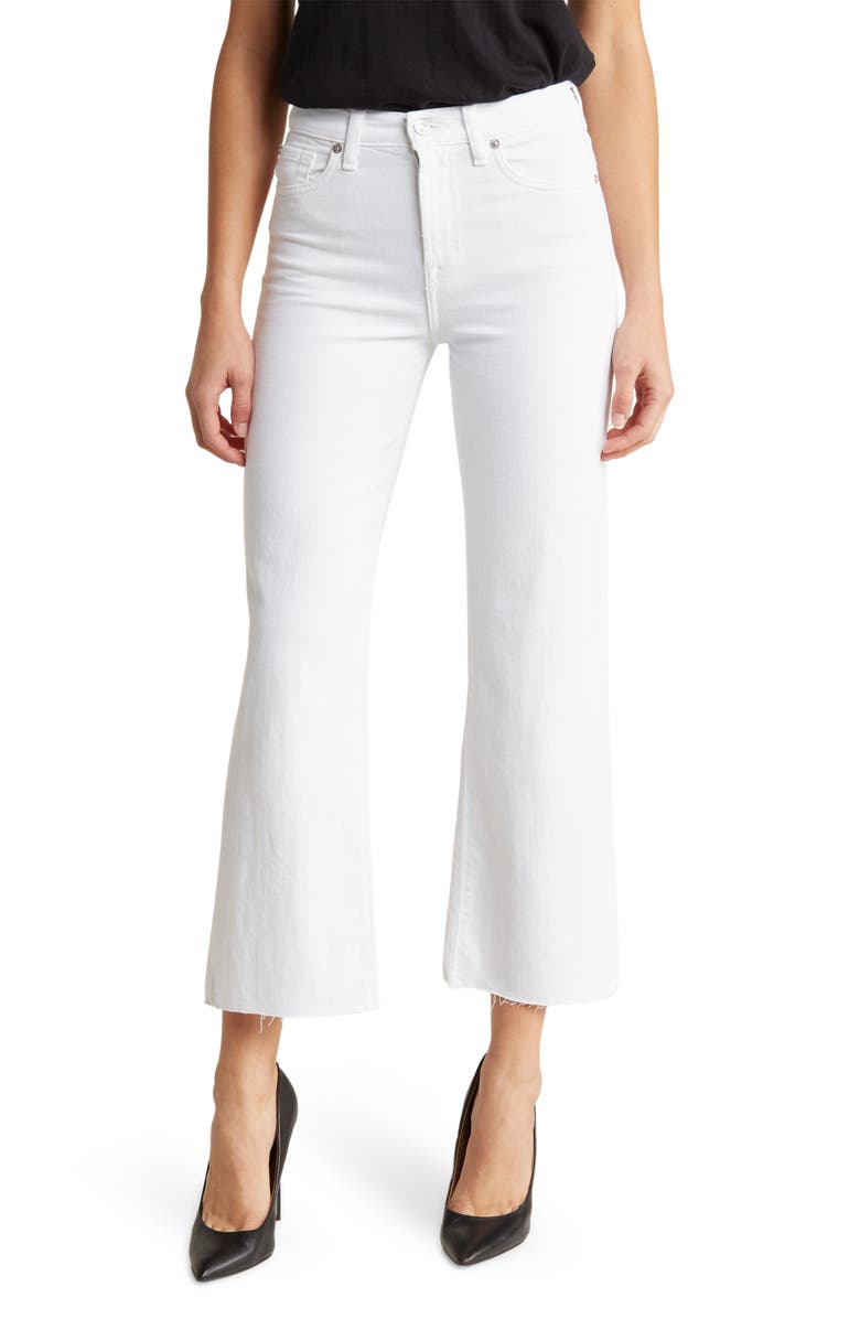 7 For All Mankind Alexa Crop Straight Leg Jeans, Main, color, White W/ Cut Hem