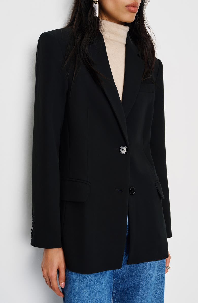 Reformation James Relaxed One-Button Crepe Blazer, Alternate, color, Black