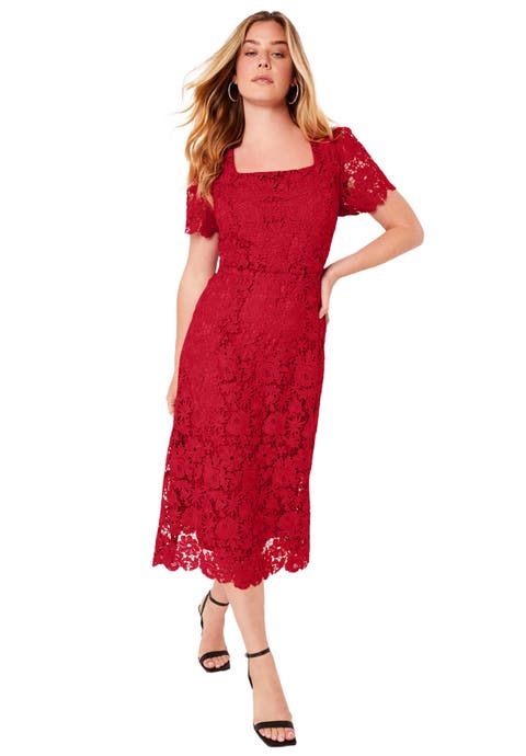 Square-Neck Lace Dress (Plus Available)