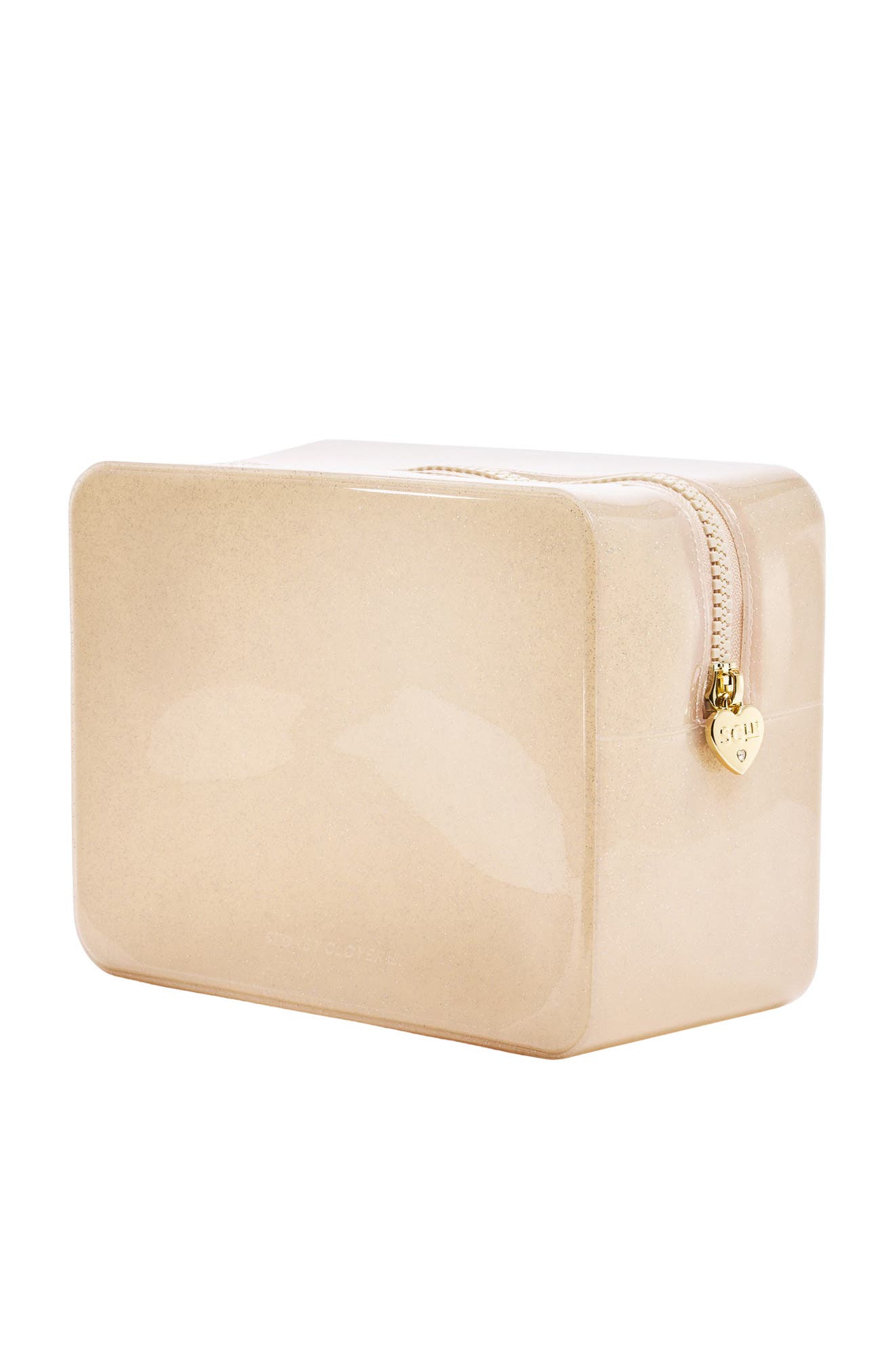 Large Sparkle Clear Pouch, Alternate, color, SAND