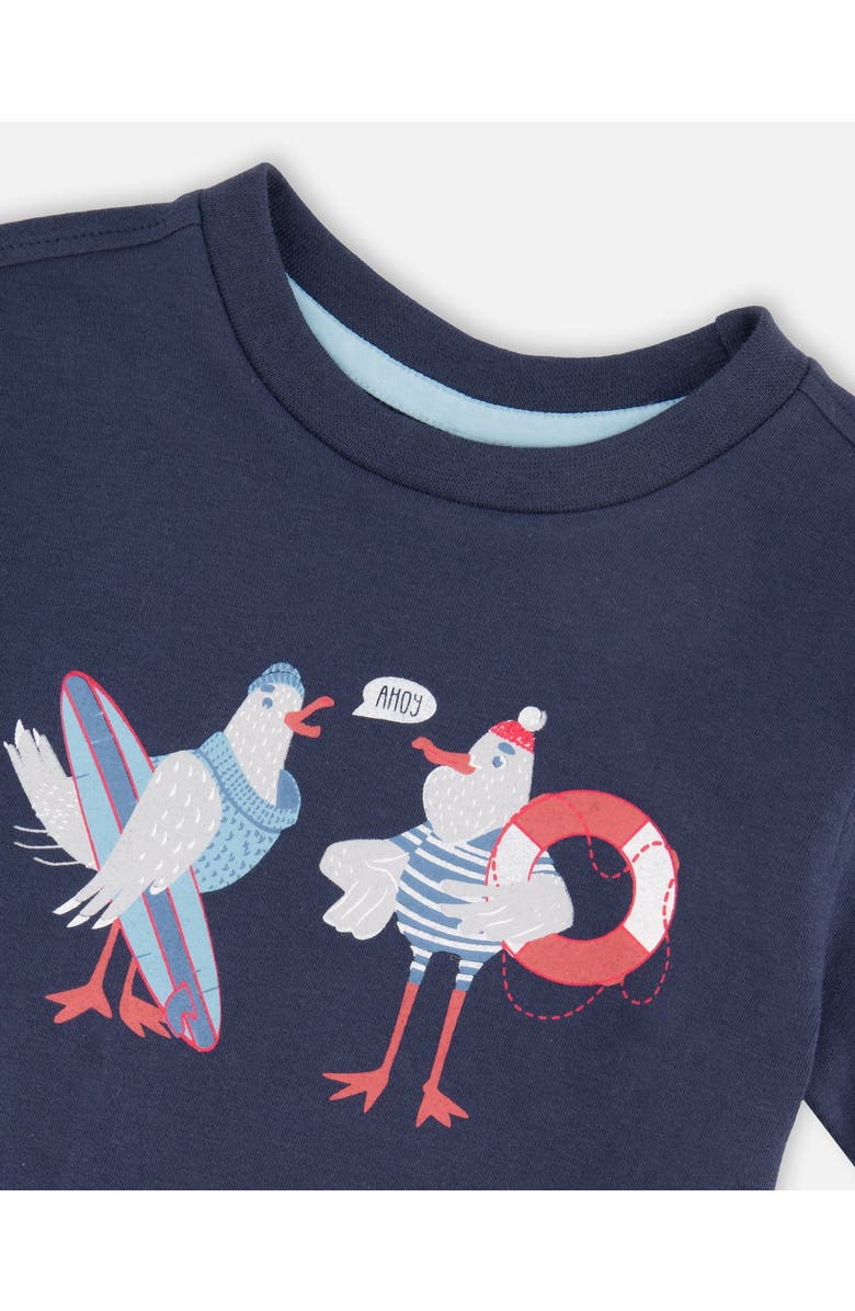 Deux par Deux Organic Cotton Seagull Graphic Short Sleeve T-Shirt, Alternate, color, Blue