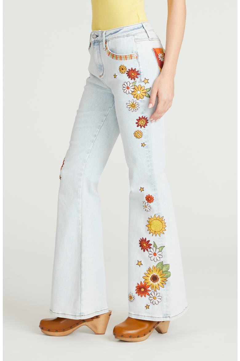 Farrah Embroidered Flare Jeans, Alternate, color, LIGHT WASH