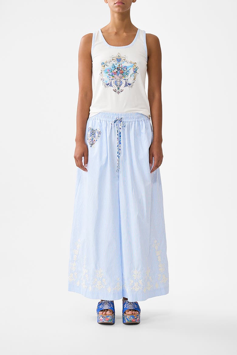 Jersey Scoop Neck Tank Top - White/Blue, Main, color, Ottoman Opulence