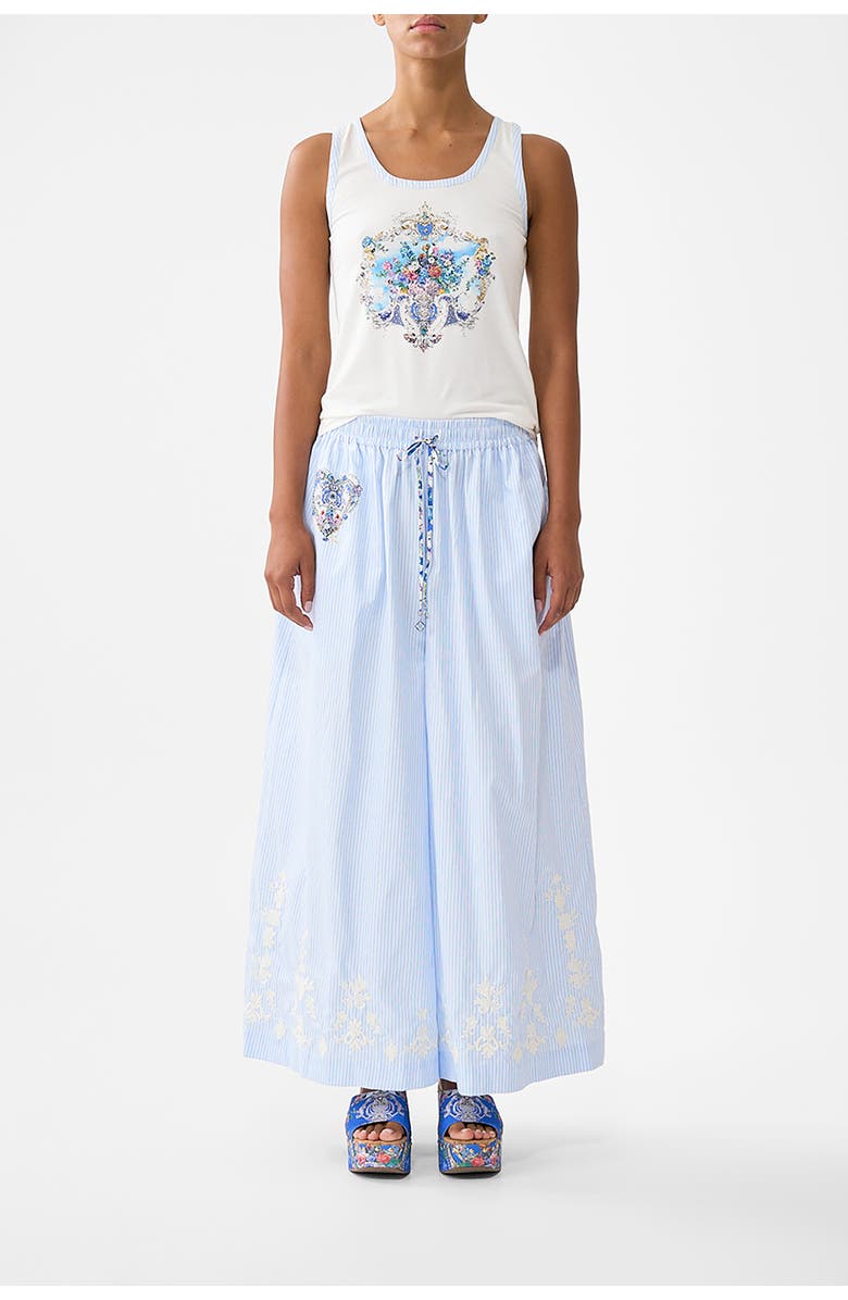 Camilla Jersey Scoop Neck Tank Top - White/Blue, Main, color, Ottoman Opulence