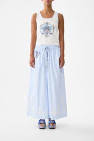 Camilla Jersey Scoop Neck Tank Top - White/Blue