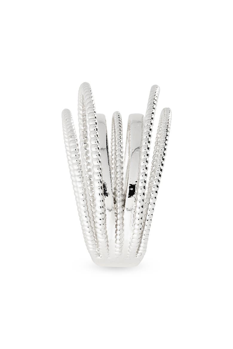 Demi-Fine Multi Band Cuff Ring, Alternate, color, SILVER