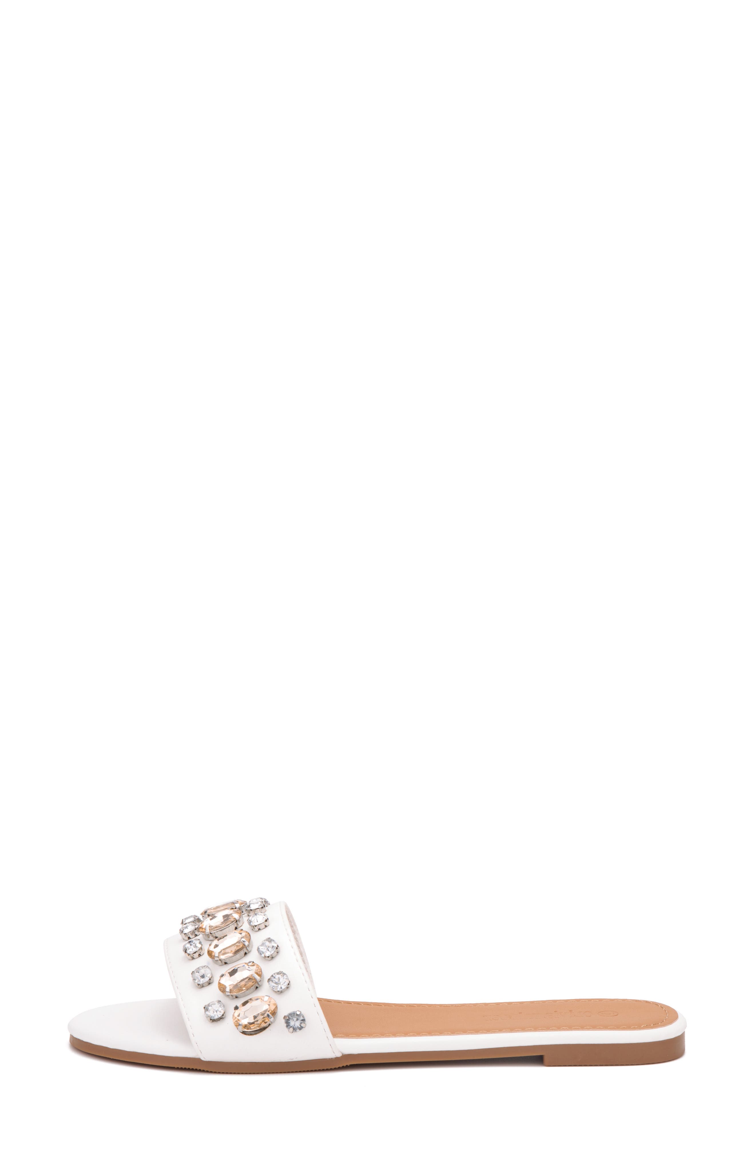 OLIVIA MILLER Gem Slide Sandal, Alternate, color, White