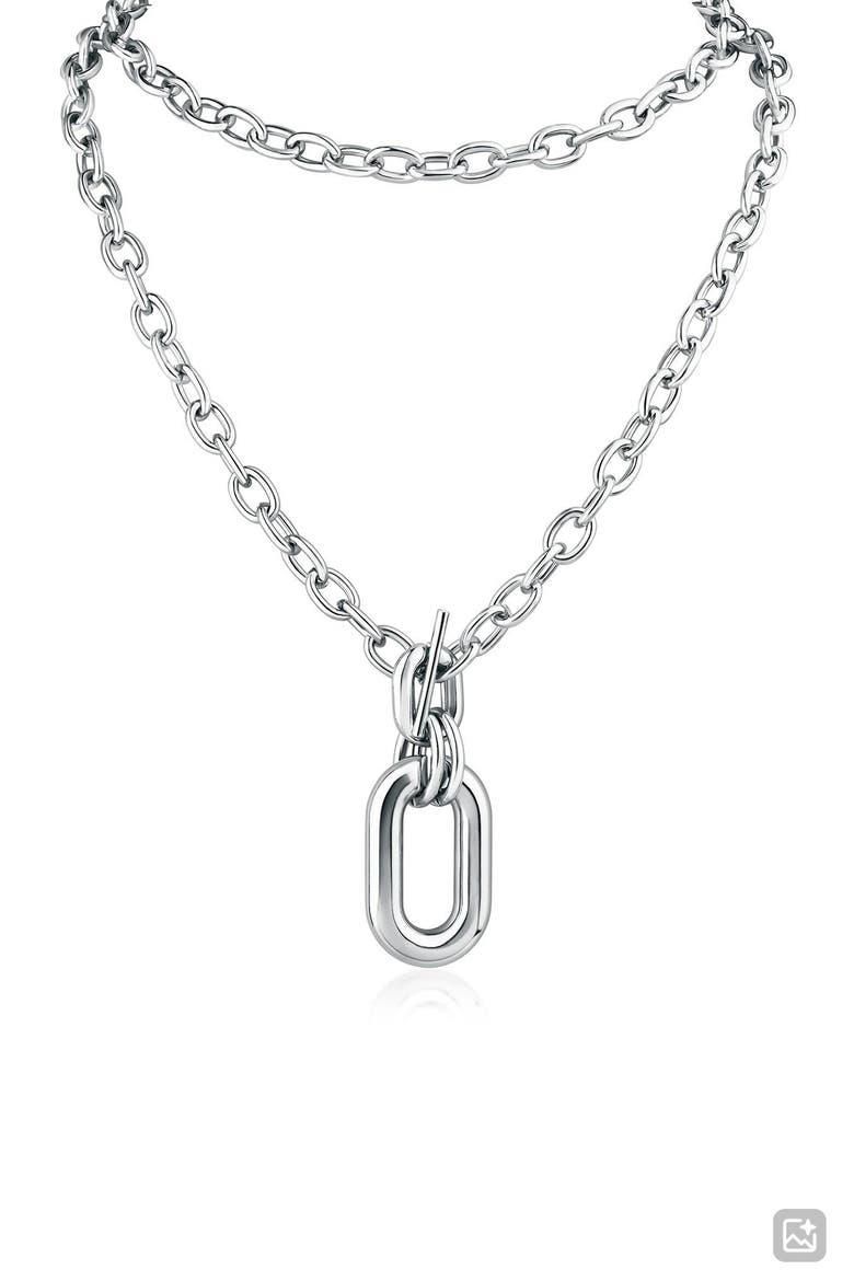 Oval Interlocking Link Pendant Necklace (Nordstrom Exclusive), Main, color, SILVER