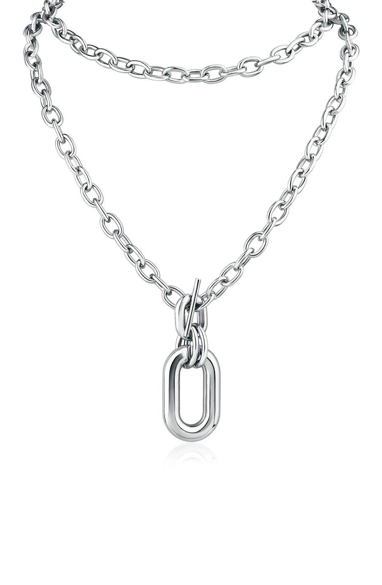 JARDIN Oval Interlocking Link Pendant Necklace, Main, color, Silver