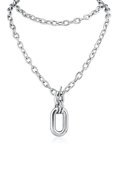 Oval Interlocking Link Pendant Necklace