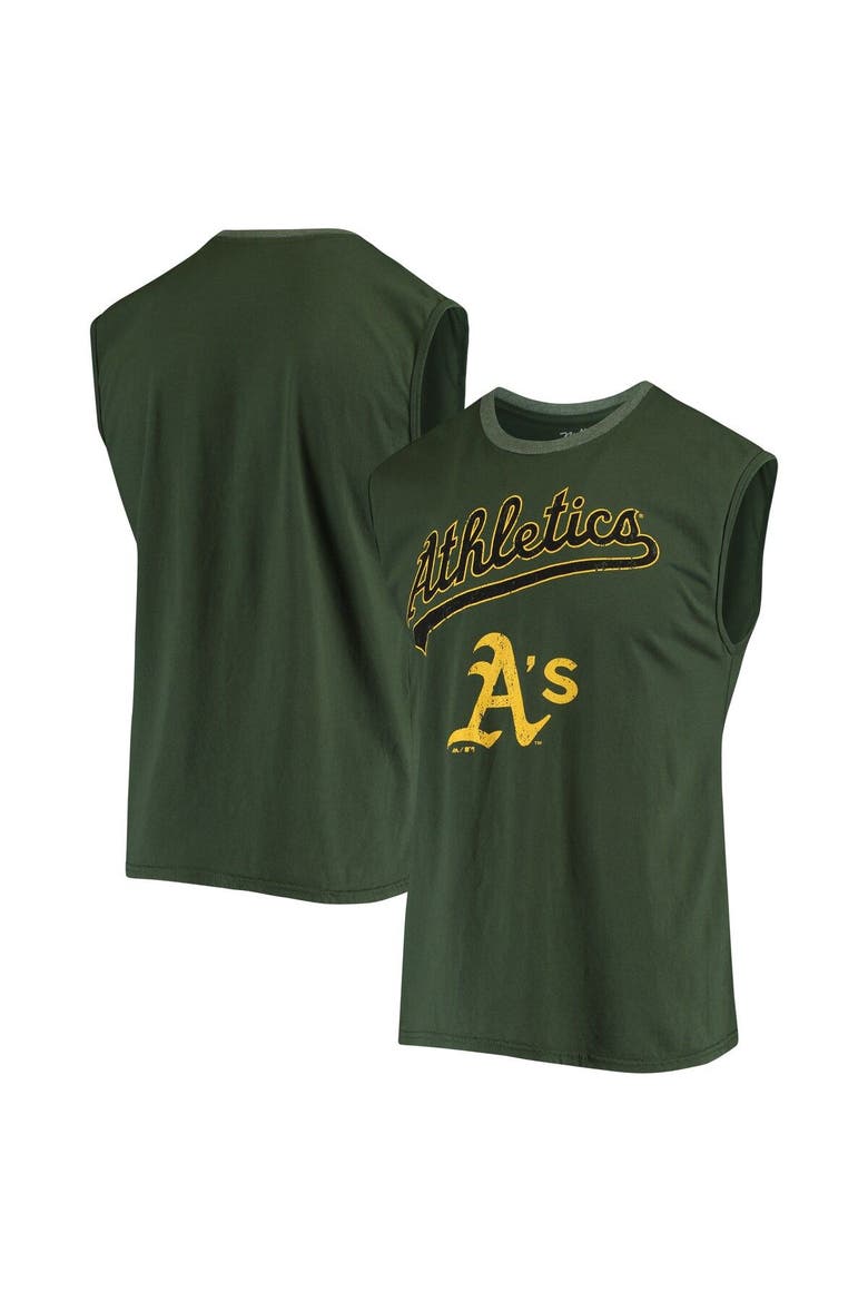 Men's Majestic Threads Green Oakland Athletics Softhand Muscle Tank Top, Alternate, color, Green
