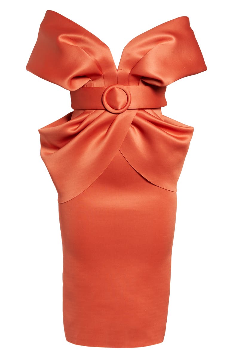 ASOS DESIGN Cap Sleeve Belted Satin Midi Dress, Alternate, color, 