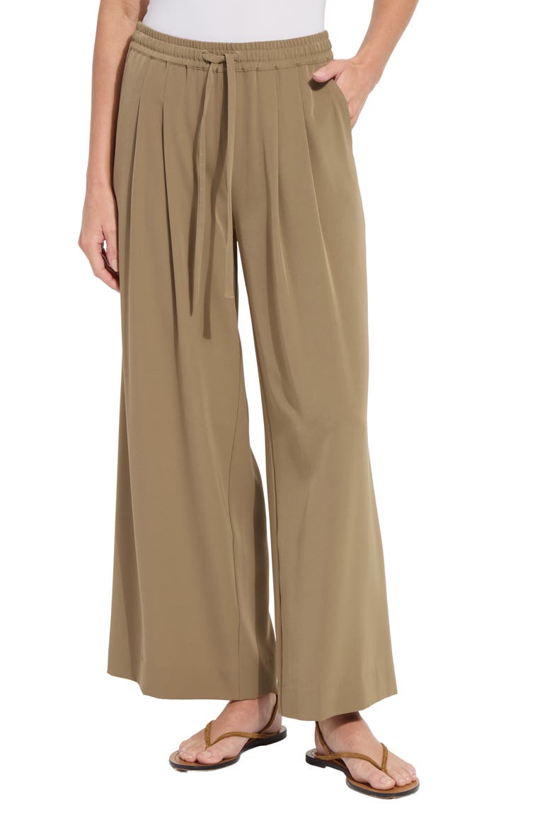 Mae Pleated Wide Leg Pants, Main, color, OLIVE LEAF